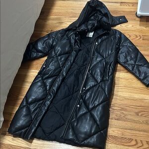 Abercrombie & Fitch Black Puffer Jacket Faux Leather